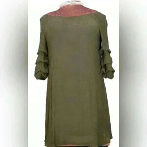Indigo Rose Green Rouched Sleeve Plus Size Women's Dress (307)